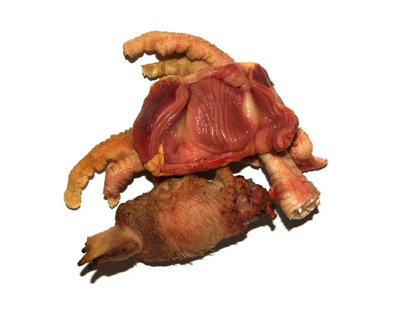 Giblets de frango em um fundo branco — Fotografia de Stock