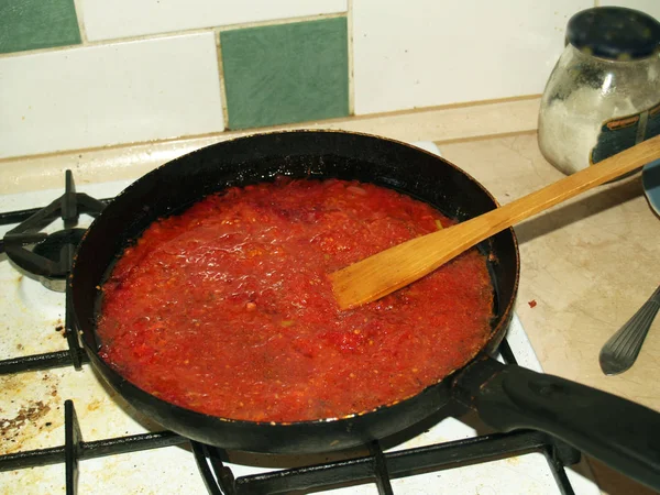 Prepararea ketchup-ului de roșii — Fotografie, imagine de stoc