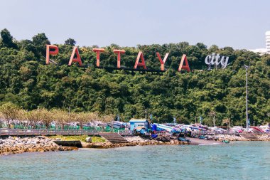 Pattaya şehir işareti. Ünlü kentin simgelerinden Tayland.