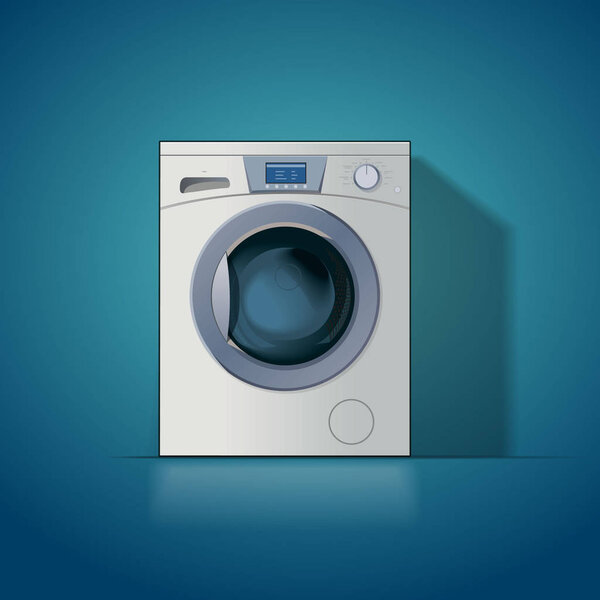 washing machine on a blue background