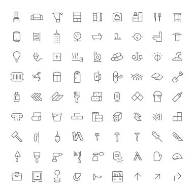 81 vektör simgeler. Tamir ve inşaat için ürünler
