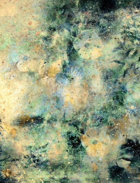 Abstrakt multicolor blomma motiv collage i rymden. Gamla effekt. — Stockfoto