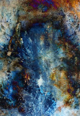 Suluboya, soyut resim ve bilgisayar kolajı. Benekli renk arkaplanı.