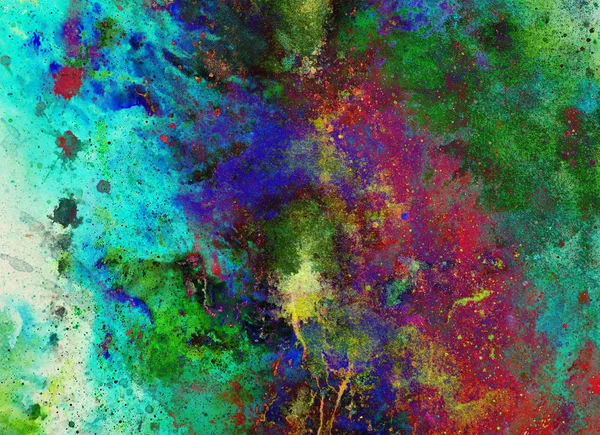 Pittura astratta ad acquerello e collage per computer. Colore di sfondo con macchie. — Foto Stock