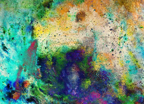 Watercolor abstract painting and computer collage. Color background with spots. — Stock Photo, Image