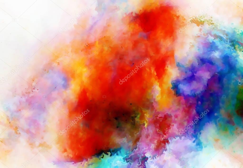 Color cosmic space, multicolor background. Watercolor painting effect.