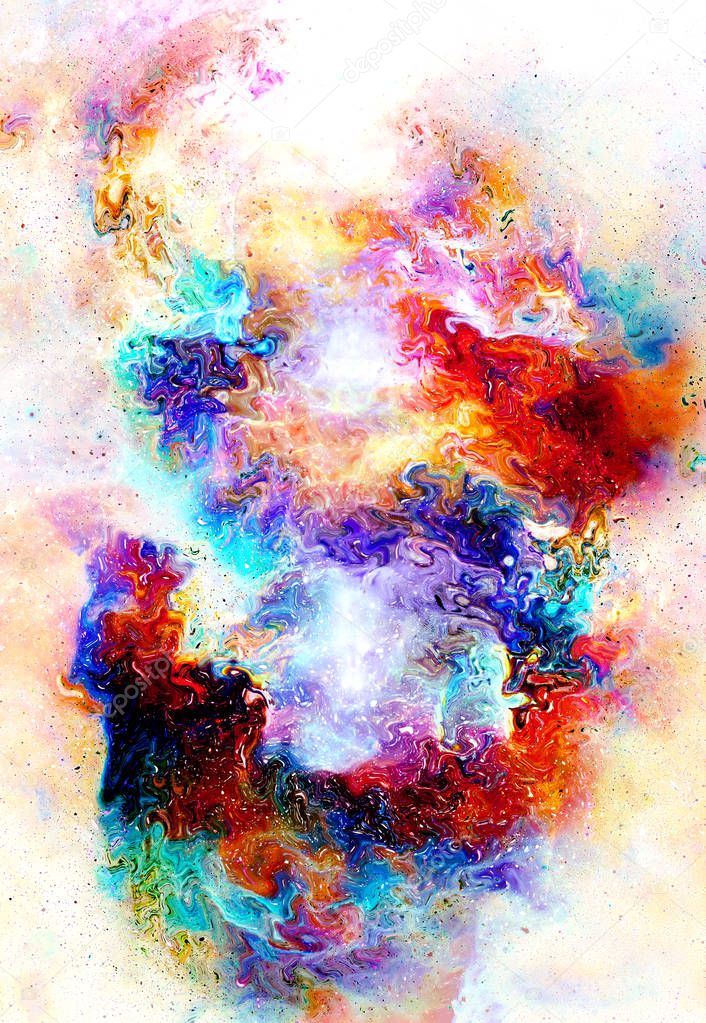 Cosmic space and stars, color cosmic abstract background. Fire effect in space.