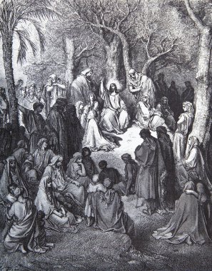 İsa Dağı üzerinde sermon, Gustave Dore grafik sanat Holy Bible içte yayınlandı..