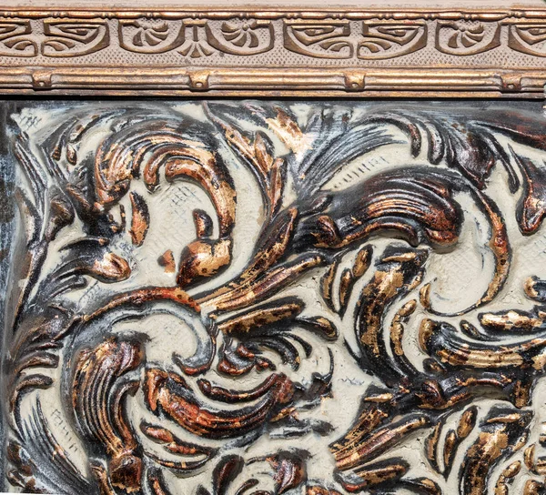 Detail of ornamental picture frame, bronze color. — Stock Photo, Image