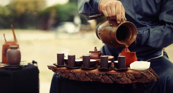Set de thé pour la cérémonie du thé. rituel du thé. — Photo