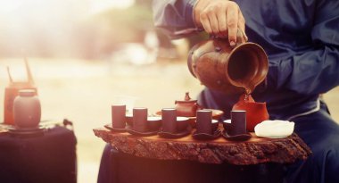 Çay seremonisi için çay hazır. Çay ayini..