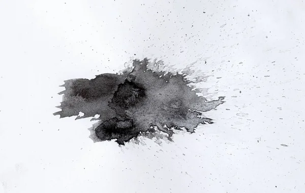 Αφηρημένες μαύρες πιτσιλιές σε λευκό χαρτί υδατογραφίας. μονόχρωμη εικόνα. — Φωτογραφία Αρχείου