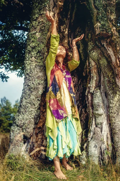 Beautiful Shamanic Girl Nature — Stock Photo, Image