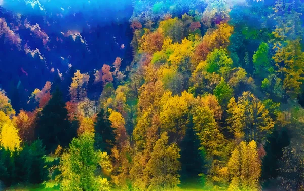 Forest scenery of late autumn and painting effect. — Stock Photo, Image