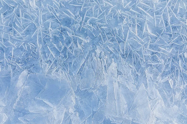 Texture of ice on the frozen lake. Blue color background. — Stock Photo, Image