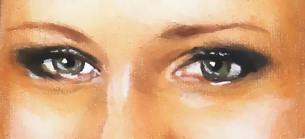 Kvinna Ögon Med Makeup Ögonkontakt Grafik Från Målning Detalj — Stockfoto