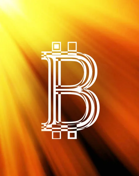 Konzept Der Kryptowährung Bitcoin Grafische Collage Lichteffekt — Stockfoto