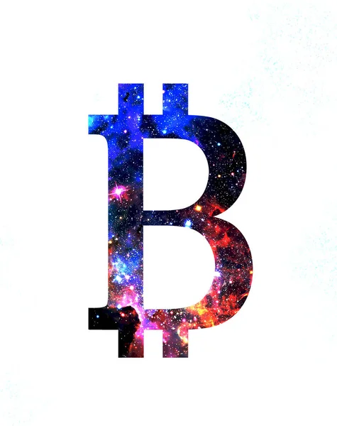 Symbol För Kryptovaluta Bitcoin Kosmiska Utrymme Version Kopia Utrymme — Stockfoto