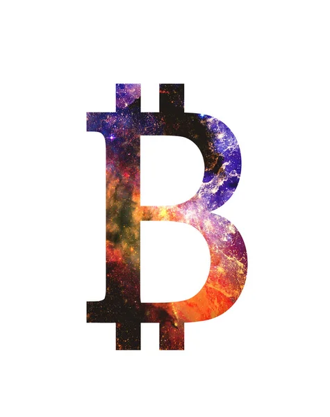 Symbole Bitcoin Crypto Monnaie Version Espace Cosmique Espace Copie — Photo