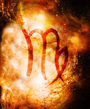 Kozmik uzayda el çizimi astroloji sembolleri