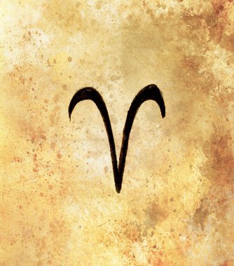 El çizilmiş burç astroloji sembolleri, sepya rengi