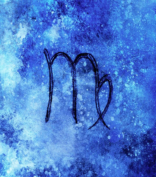 Oroscopo Disegnato Mano Astrologia Simboli Sfondo Blu — Foto Stock