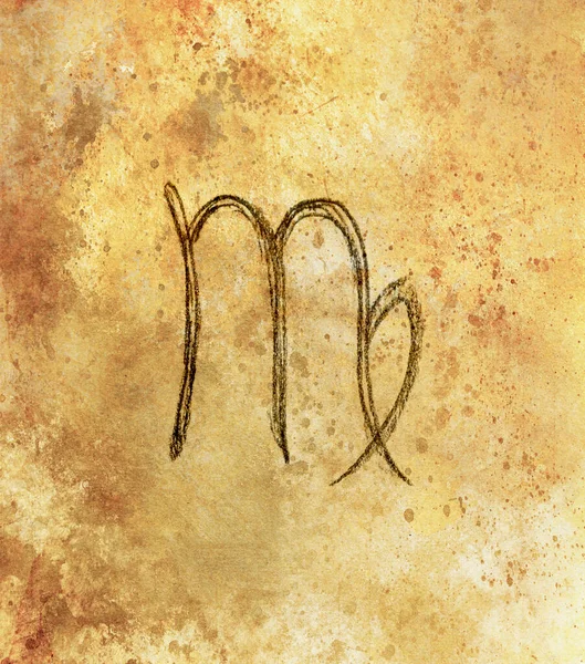 Символы Астрологии Ручной Работы Цвет Сепии — стоковое фото