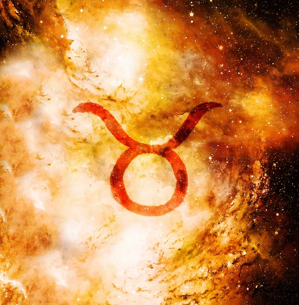 Handgetekende Horoscoop Astrologie Symbolen Kosmische Ruimte — Stockfoto