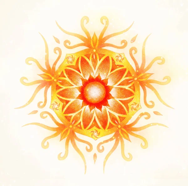 Culoare Mandala Ornamentală Fundal Acuarelă Încețoșată Chakra Sacrală — Fotografie, imagine de stoc