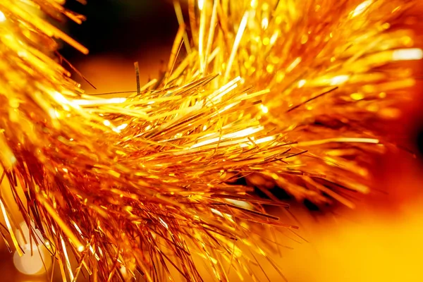 Zavřít Vánoční Ozdoby Stromků Zlatá Barva Rozmazané Pozadí — Stock fotografie