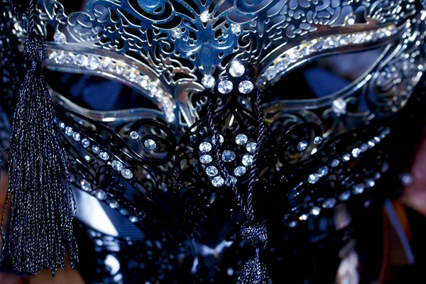 Bela Máscara Decorativa Estilo Veneza Com Filigrane Ornamentos Lineares — Fotografia de Stock