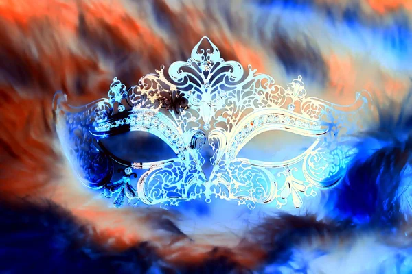 Hermosa Máscara Estilo Veneciano Decorativo Con Adornos Lineales Filigrana Efecto — Foto de Stock