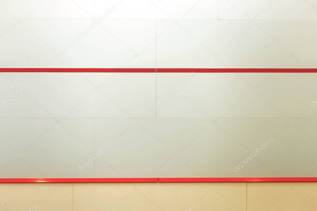 International squash court. Detail on squash wall