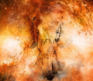 Fil ile kozmik uzay çiçek süsleme