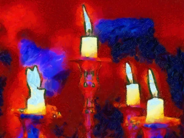 Зажженные Свечи Подсвечнике Компьютерная Графика Структурированной Текстурой — стоковое фото