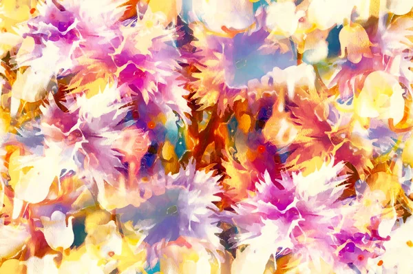 美しい草原の花 コンピューター アクエラレ ペインティング コラージュ — ストック写真