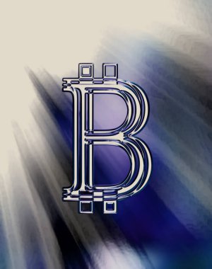 Bitcoin kripto para birimi konsepti, grafik kolajı, metal etkisi