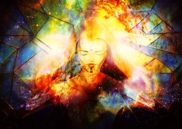 Fény Élet Gyönyörű Világító Istennője Kozmikus Térben — Stock Fotó