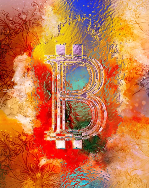 Bitcoin Cryptocurrency Concept Graphic Collage Metal Effect Ornaments — Stock Photo, Image