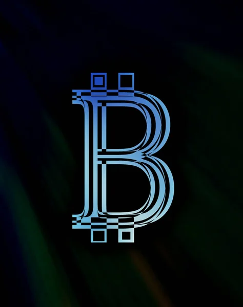 Símbolo Bitcoin Criptomoneda Fondo Negro Espacio Copia —  Fotos de Stock