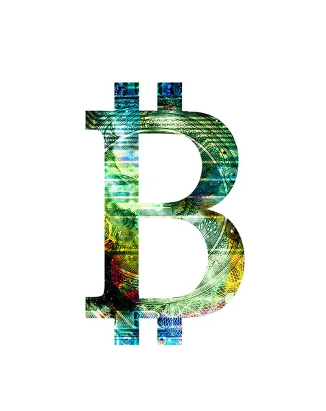 Bitcoin Cryptocurrency Koncept Grafiskt Collage Dollar Effekt — Stockfoto