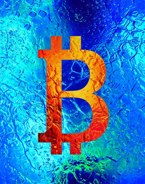 Bitcoin Cryptocurrency Koncept Grafiskt Collage Metalleffekt — Stockfoto