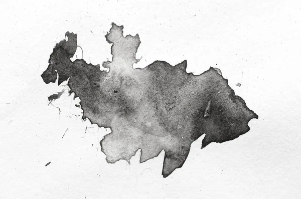 白色水彩纸上的黑色水花 单色图像 — 图库照片