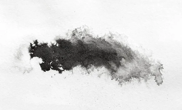 Abstrakte Schwarze Spritzer Auf Weißem Aquarellpapier Monochromes Bild — Stockfoto