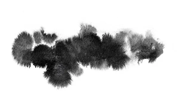 Abstrakcyjne Czarne Plamy Białym Papierze Akwarelowym Obraz Monochromatyczny — Zdjęcie stockowe
