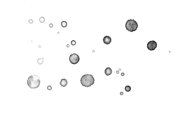 白色水彩纸上的黑色水花 单色图像 — 图库照片