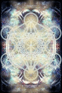 Soyut renk arkaplanı üzerine Merkaba. Kutsal geometri