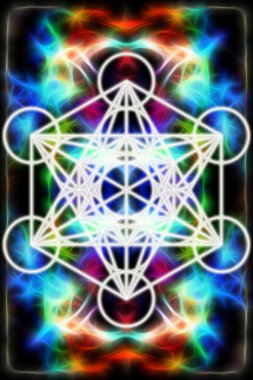 Soyut arka plan ve fraktal etki üzerine hafif merkaba. Kutsal geometri