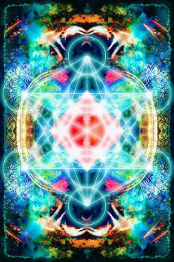 Soyut renk arkaplanı üzerine Merkaba. Kutsal geometri