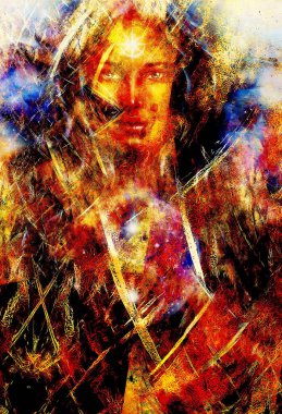 Kadın ve soyut bir geçmişi var. Fraktal ve ateş etkisi